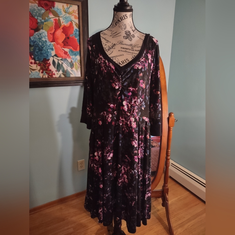 Floral Lightweight Sweater Skater Dress